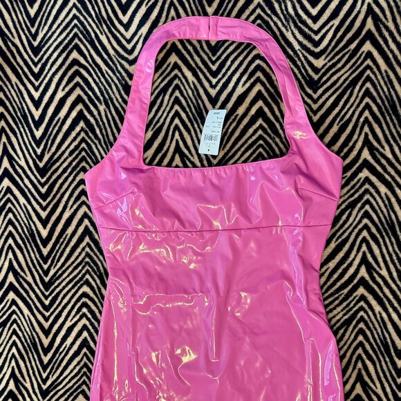 Pink Faux Pink Leather Dress for Bachelorette Party, Dance or Costume Party. - Picture 2 of 13